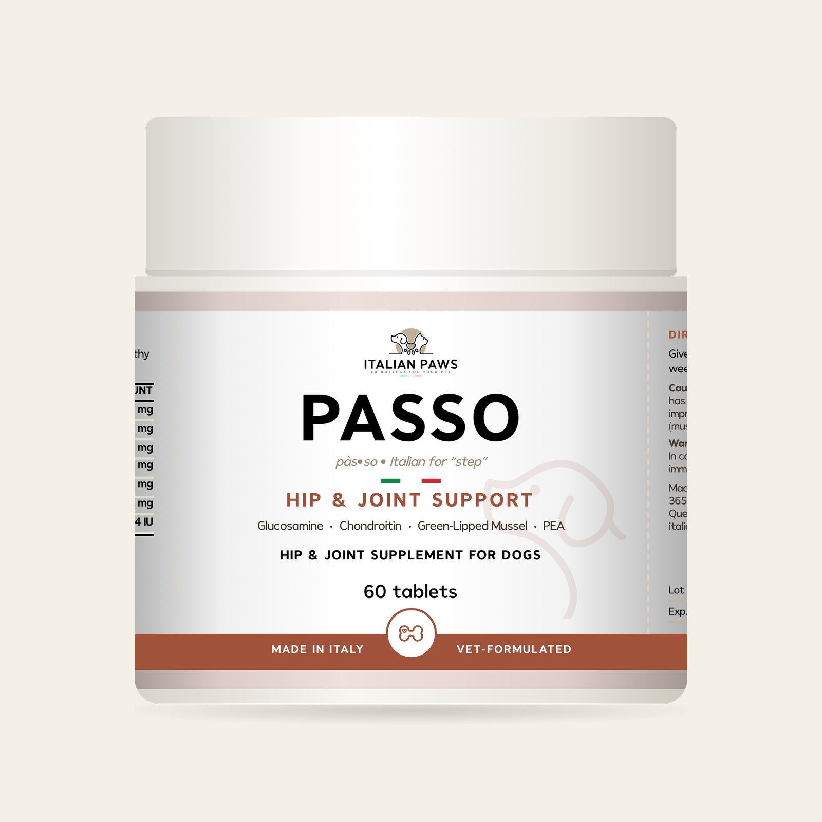 Passo Hip & Joint Supplement for Dogs, 60 tablets jar